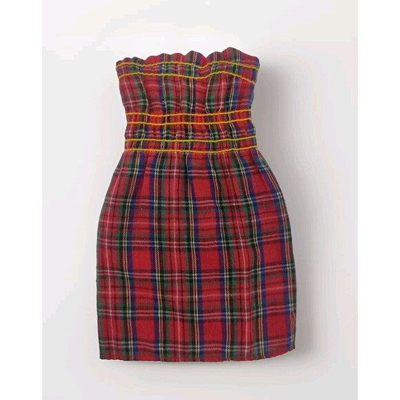 Vintage 1980 My First Barbie Strapless Red Plaid Dress #1913 Mattel Doll Fashion - Picture 1 of 6